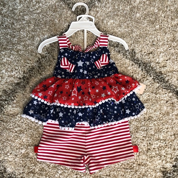 Little Lass Red, white & blue baby outfit 18 month